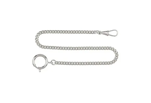 Hermann Jäckle Taschenuhrenkette 3002CH – Flachpanzer, vernickelt, Made in Germany