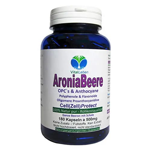 ARONIA PUR 180 Kapseln Aroniabeeren IMMUNSYSTEM + ABWEHKRÄFTE OPC Cell(Zellschutz) Antioxidantien - Polyphenole Anthocyane Flavonoide - NATUR PUR [OHNE ZUSATZSTOFFE] 26845-180