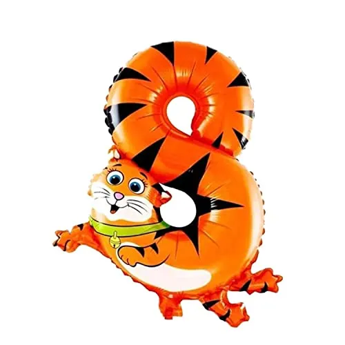 Folienballon Zahl 40 cm im Tier-Design für Luftbefüllung - für Geburtstag Hochzeit Party - Ballon im Zahlen-Design Jubiläum Geschenk Luftballon Zahlenballon riesen Nummer Deko Kinder Deko (Zahl 8)