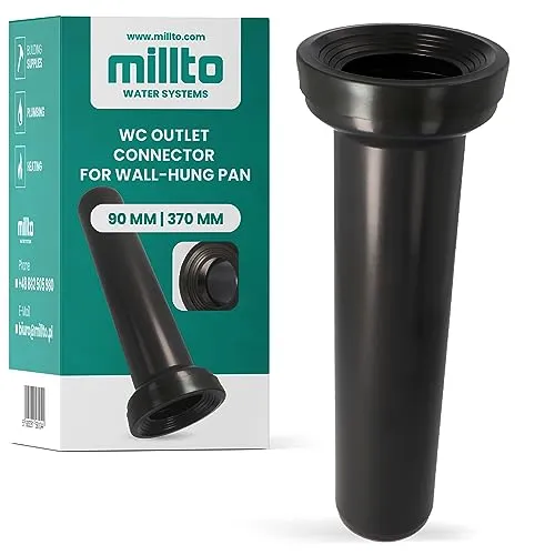 Millto™ Geberit Abflussrohr 90x370 Wand WC Verbinder Ablauf Abwasserkanalisation Toilettenabflussrohr Polypropylen Unterputz Spülkastenanschluss Rohrleitungsabfluss Kanalisation