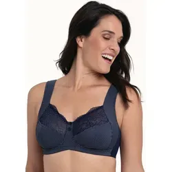 Anita Entlastungs-BH Damen Gr. 100 Cup F blau - Funktionsunterwäsche mit hoher Stützkraft und angenehmem Tragekomfort. Der bügellose BH bietet 3-geteilte Cups, gepolsterte Entlastungsträger und einen dekorativen Spitzeneinsatz.