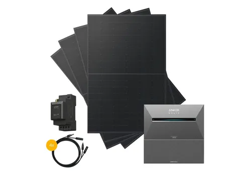 Kleines Kraftwerk Balkonkraftwerk, 2000 W, Monokristallin, (Flachdach/Garten, Solaranlage Komplettset mit Speicher), 4 x 500W, Anker Solarbank 3 Pro, Wechselrichter