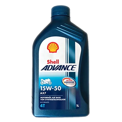 Shell 1504001 Motoröl Advance 4T AX7 15W-50, 1 L, 22.10x11.70x22.10