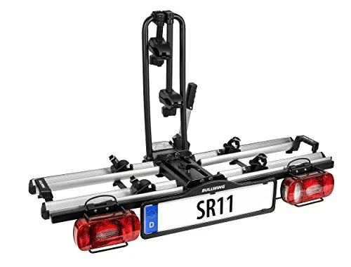 Bullwing SR11 Fahrradträger für 2 E-Bikes - Klappbarer Heckträger - Fahrradträger für Anhängerkupplung, in nur 5 Minuten einsatzbereit, ideal für E-Bikes bis 60 kg, inklusive Tasche zur platzsparenden Aufbewahrung.