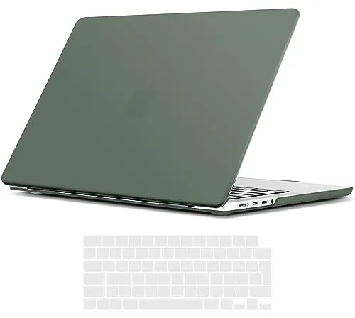 TECOOL Hülle Kompatibel mit MacBook Pro 14 M4 M3 M2 M1 Pro/Max 2021-2024 (A3401 A3185 A3112 A2992 A2918 A2779 A2442), Ultradünne Schutzhülle Hartschale Case mit Tastaturschutz (EU), Armeegrün