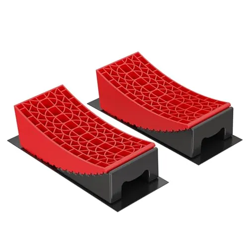 Wiltec Auffahrkeile Set für Wohnmobile - 10cm, 13,6t Traglast - Ausgleichskeile für Wohnmobile mit 2 Rundkeilen, 2 Unterlegkeilen und Gummimatte. Hohe Traglast von 13.600 kg und rutschfeste Sicherheit für stabiles Parken auf unebenem Gelände.