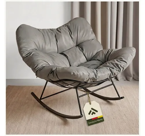 novaterra® Ergonomischer Schaukelstuhl mit Komfortkissen – Stilvoller Relaxstuhl für Garten und Terrasse - Genießen Sie entspannte Momente im modernen Schaukelstuhl mit hochwertigem Kissen. Ergonomisches Design für angenehmes Sitzen und eine stilvolle Ergänzung für Ihren Garten oder Balkon.
