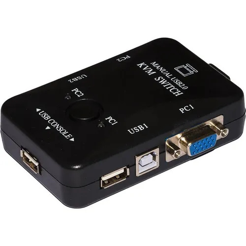 LINK LKKWM2 Switch Kvm für 2 PC USB/VGA mit 1 Mouse, 1 USB-Tastatur und 1 VGA-Monitor mit Kabel inklusive