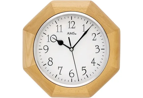AMS Funkwanduhr F5512/18 – Elegante Quarz-Wanduhr aus Buche - Wohnaccessoires – Diese stilvolle Funkwanduhr vereint modernes Design mit präziser Zeitmessung und passt perfekt in jedes Zimmer.
