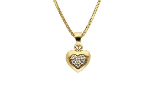 trendor Kette mit Anhänger Herz-Anhänger Gold 333 mit Zirkonia + vergoldete Silberkette
