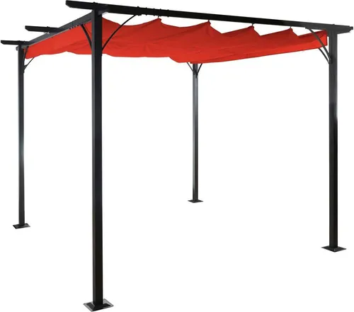 Mendler Pergola HWC-C42, Garten Pavillon mit Schiebedach - Stabiler Pavillon 3x3m mit 6cm-Gestell, stufenlos regulierbarem Schiebedach und UV-Schutz für entspanntes Verweilen im Freien. Ideal für Garten und Terrasse.