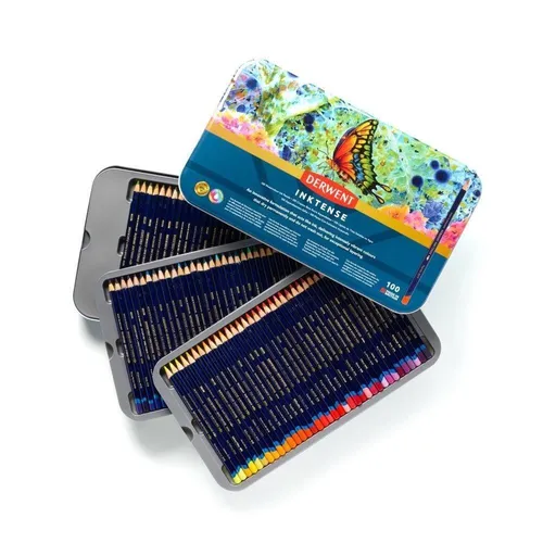 Inktense 100 Pencils Tin - Datenbank-Software: 100 hochpigmentierte, lebendige Aquarellstifte, die permanent trocknen und außergewöhnliches Schichten ermöglichen.