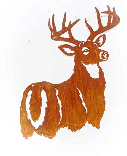 ecosoul Gartendeko Wand-dekoration Hirsch Hirschkopf zum Hängen Metall Rost Garten verrostet Landhaus Deko 47cm x 60cm