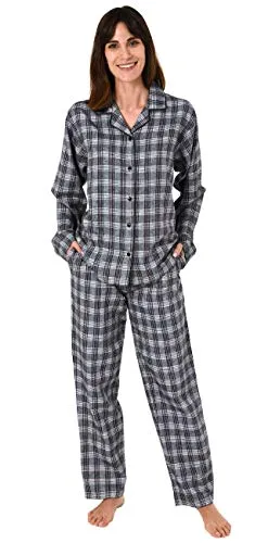 Produktbild Damen Flanell Pyjama Schlafanzug Langarm kariert – auch in Übergrößen erhältlich