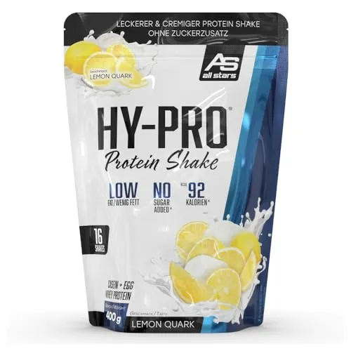 ALL STARS Hy-Pro Whey Protein Pulver ohne Zucker 400g Lemon Quark - Cremiger Shake mit 30,5g Eiweiß pro Portion, 4 hochwertige Proteinkomponenten