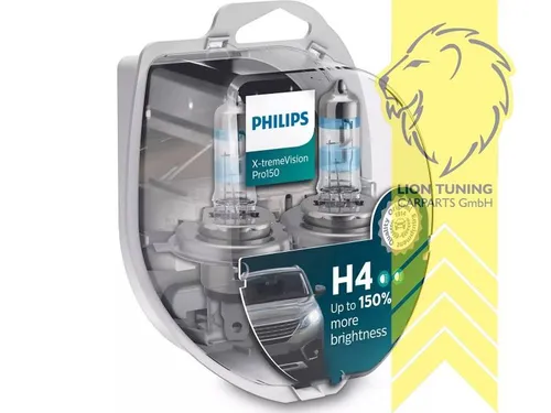 Philips X-tremeVision +100% H4 Scheinwerferlampe 12342XVS2, 2er-Set - Autobeleuchtungen mit bis zu 130% mehr Licht für bessere Sicht und Sicherheit auf der Straße im 2er Kit.