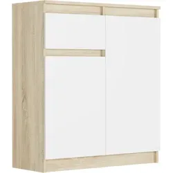 Framire Highboard Sonoma Eiche/Weiß 80x40x98 cm – modernes Sideboard mit Schublade & Schrank