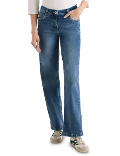 Cecil Wide Leg Jeans Light Blue Washed 32 - Stylische Denim Hose mit weitem Bein und hohem Bund. Perfekt für einen lässigen Look, ideal für jeden Tag.