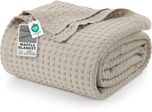 Utopia Bedding Baumwoll Waffeldecke 300 GSM (Khaki in oliv von Utopia Bedding
