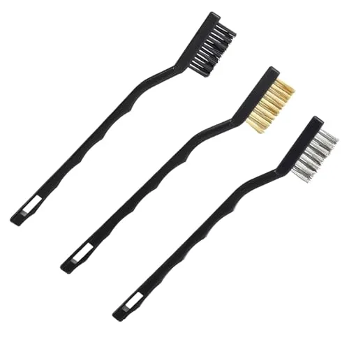 Drahtbürsten, 3 Stück Mini Drahtbürste, Drahtbürsten Set, Edelstahl Messing und Nylon Borsten, Klein Drahtbürsten für die Reinigung von Schweißschlacken, Schmutz und Rost