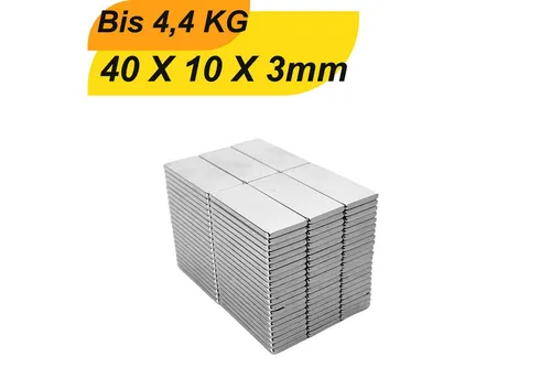 MaajeeKuto Magnet Neodym Magnet 40x10x3 mm Supermagnete Quadermagnet (3-St)