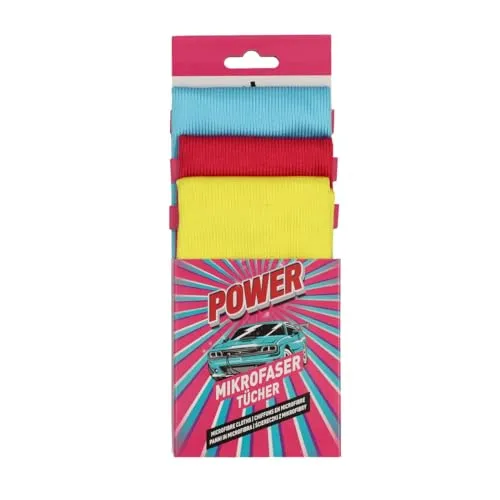 NIGRIN Power Mikrofaser-Tücher-Set 3X fusselfrei, Poliertuch, alle Oberflächen
