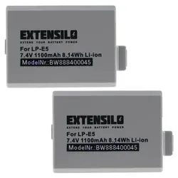 EXTENSILO 2x Akku kompatibel mit Canon EOS XSI EF-S 18-55IS KIT Kamera (1100 mAh, 7,4 V, Li-Ion)