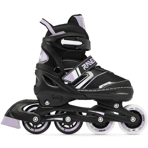 RAVEN Inline Skates Inliner für Kinder Erwachsene verstellbar LED-Rollen (Helixi Black/Violet, 30-33 (18cm-20cm))