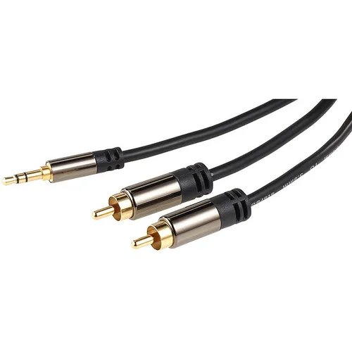 auvisio Premium-Stereo-Kabel 3,5-mm-Klinke auf 2 Cinch-Stecker, 3 m, vergoldet