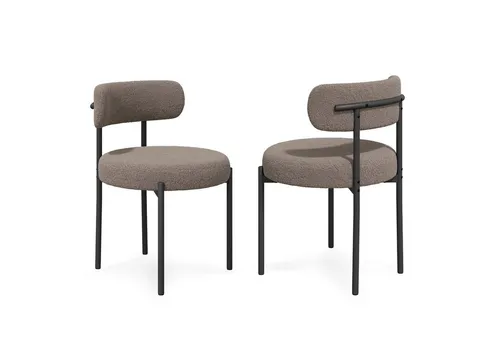 Hawthyhome Esszimmerstühle (2 St) Teddy Stoff Runde Boucle Stühle