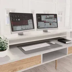 vidaXL Monitorständer - Monitorerhöhung für optimalen Komfort - TV-Halterungen, ergonomische Monitorerhöhung zur Reduzierung von Augen-, Nacken- und Rückenbelastung, bietet Platz für 2 Bildschirme und zusätzliche Ablagefläche