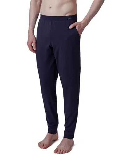 Herren Pyjamahose Blau L - Lange, unifarbene Pyjamahose aus weicher Baumwollmischung mit elastischem Bund und zwei praktischen Seitentaschen für maximalen Komfort im Schlaf.