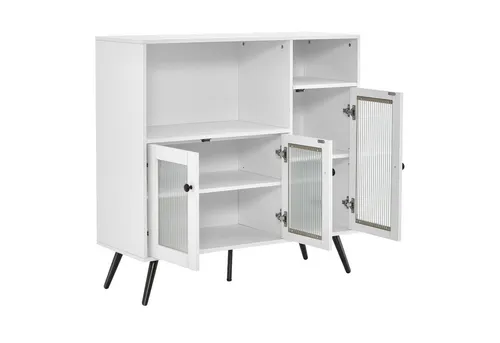 COSTWAY Küchenschrank mit Glastüren – Elegantes Sideboard für jeden Raum