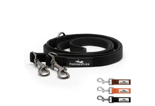 Freudentier Hundeleine 2m, verstellbar & gepolstert, Führleine aus Nylon, für mittelgroße & große Hunde
