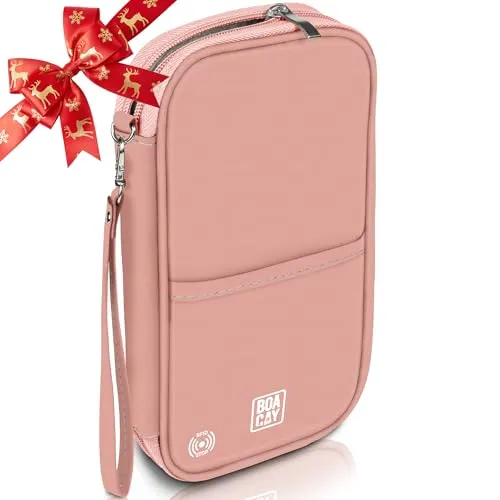 BOACAY Reisepass Tasche mit RFID, Reiseunterlagen Organizer für Damen & Herren, Familie Reiseorganizer, wasserdichte Hülle, Etui für Tickets, Geld, Karten