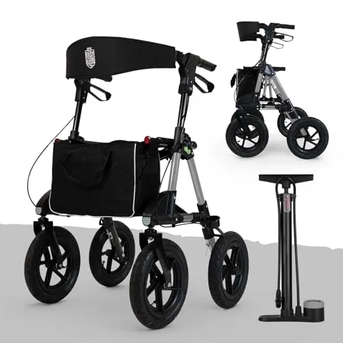 Leichter Outdoor Rollator aus Aluminium mit Luftreifen