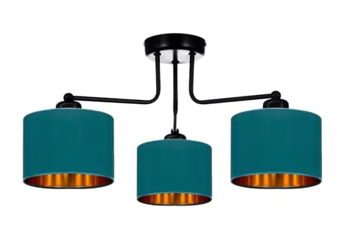 Home Deco Deckenlampe Türkis Vintage Modern E27 3-flammig - Deckenleuchte im modernen Vintage-Design, ideal für Wohnzimmer, Schlafzimmer oder Küche. Mit 3 E27 Fassungen für vielseitige Leuchtmittel und dimmbar für individuelles Licht.