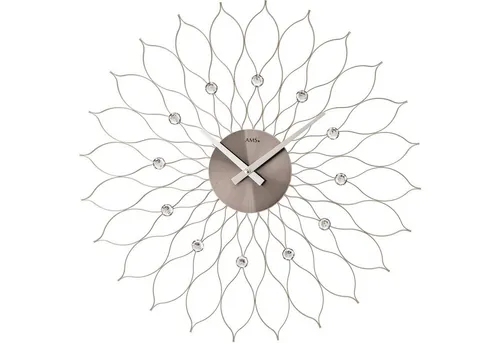 AMS Wanduhr W9608 - Elegante Quarzuhr für jeden Raum - Elegante silberfarbene Quarzuhr mit analoger Anzeige, ideal für Wohnzimmer, Esszimmer, Küche und Büro. Durchmesser 50 cm, batteriebetrieben für flexible Platzierung.