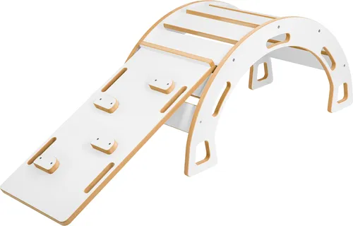 Obubu Satz Kletterbogen Babywippe Rutsche Montessori Holz Klettergerüst, Weiß