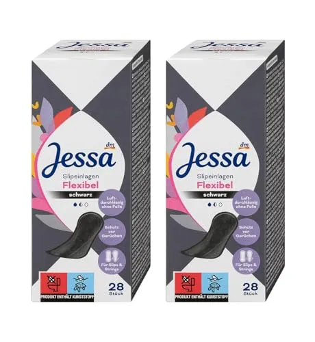 Jessa Flexibel Slipeinlagen Schwarz, 28 Stück, luftdurchlässig, Schutz vor Gerüchen
