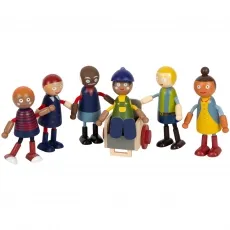 small foot Biegepuppen Familie mit Rollstuhl - Kreatives Spielzeug ab 3 Jahren - Puppen aus Holz, ideal für kreatives Spielen und Entwicklung von Fantasie. Perfekt für Kinder ab 3 Jahren - fördert soziale Interaktionen.