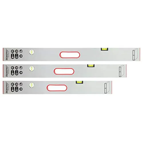 3er Set DEWEPRO® Alu Richtlatte 100-150 - 200cm - Abziehlatte mit Handgriff und 2 Libellen - Präzise Putzlatte für glatte Flächen - Richtscheit