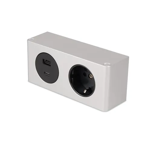kalb Möbel-USB-Powerbox mit Steckdose und USB-Anschlüssen - Steckdosen & Zubehör – Praktische Powerbox für Möbel mit 230V Steckdose, USB-A und USB-C Anschluss, ideal für die einfache Montage und Nutzung in Wohnräumen.