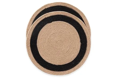 Tischsets, rund, Jute, natürlich, handgefertigt, 38 x 38 cm, 2 Stück