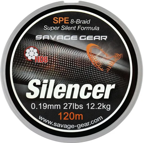 Savage Gear HD8 Silencer Braid 120m - geflochtene Angelschnur - Savage Gear HD8 Silencer Braid 120m - Hochwertige 8-fach geflochtene Schnur, extrem stark und abriebfest. Ideal für Raubfischangeln, leise und geschmeidig durch innovative Silikonbeschichtung.