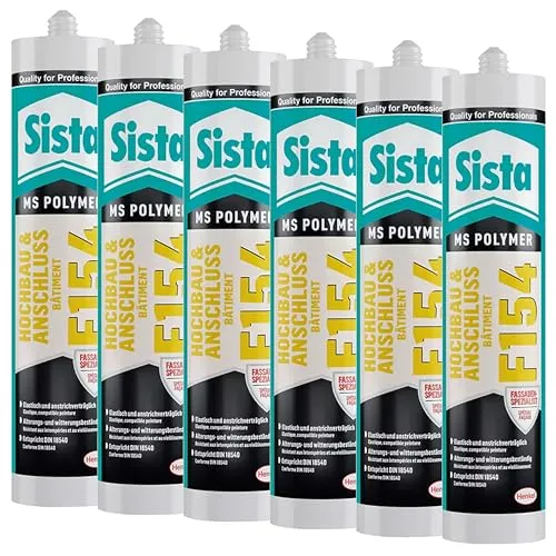 Produktbild Sista F154 Hochbau&Anschluss, elastischer, neutralvernetzender Dichtstoff, zur Verfugung von Außenwandfugen, als Abbdichtung im Holz- und Metallbau, weiß, 6x 300ml