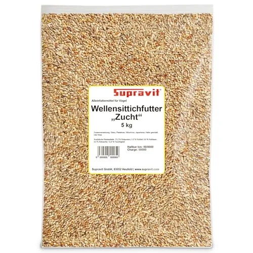 Supravit Wellensittichfutter Zucht 5kg – hochwertige Zuchtmischung als Hauptfutter für Wellensittiche & kleine Sitticharten – Jungvogelfutter & Mauserfutter zur Förderung der Zucht