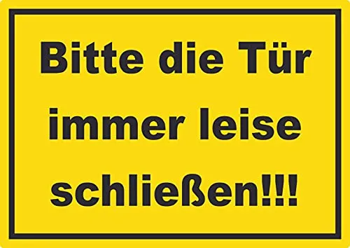 Aufkleber Bitte die Tür immer leise gelb-schwarz A7 (74x105mm)
