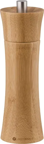 Zassenhaus Salzmühle Frankfurt aus Bambusholz - Küchenhelfer mit hochwertigem Keramikmahlwerk, stufenlos einstellbar für perfektes Mahlergebnis und nachhaltigem Naturholzdesign.