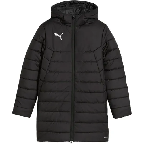 PUMA Kinder Stadionjacke teamFINAL Bench Jacket Jr 658741 schwarz 164 - Funktionsjacke für Kinder, ausgestattet mit warmCELL-Technologie für optimale Wärme und Komfort beim Fußballspielen.
